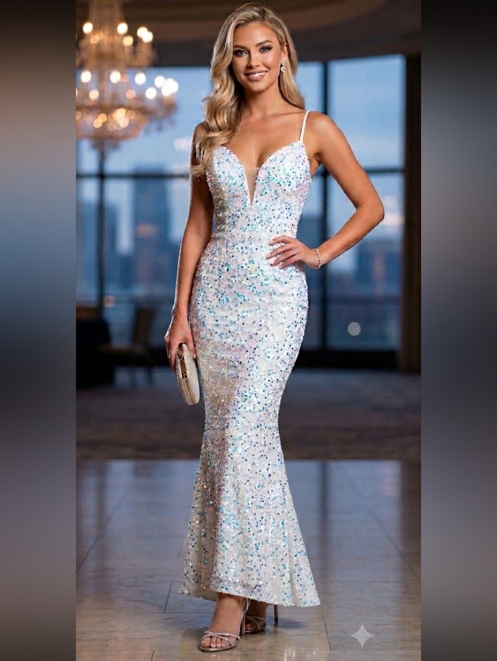 Missord White Sequin Mermaid Gown